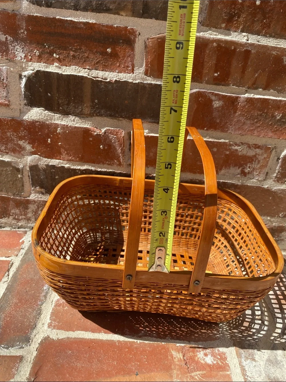 Vintage Handwoven Natural Brown Wicker Basket with Handles
